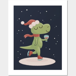 Christmas T-Rex Winosaur Dinosaur Posters and Art